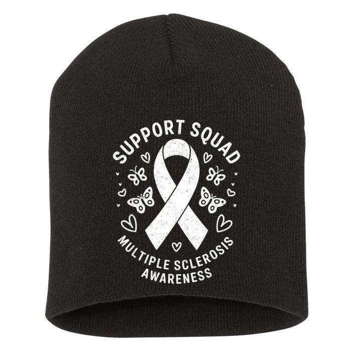 Ms Warrior Ms Support Squad For Multiple Sclerosis Awareness Short Acrylic Beanie