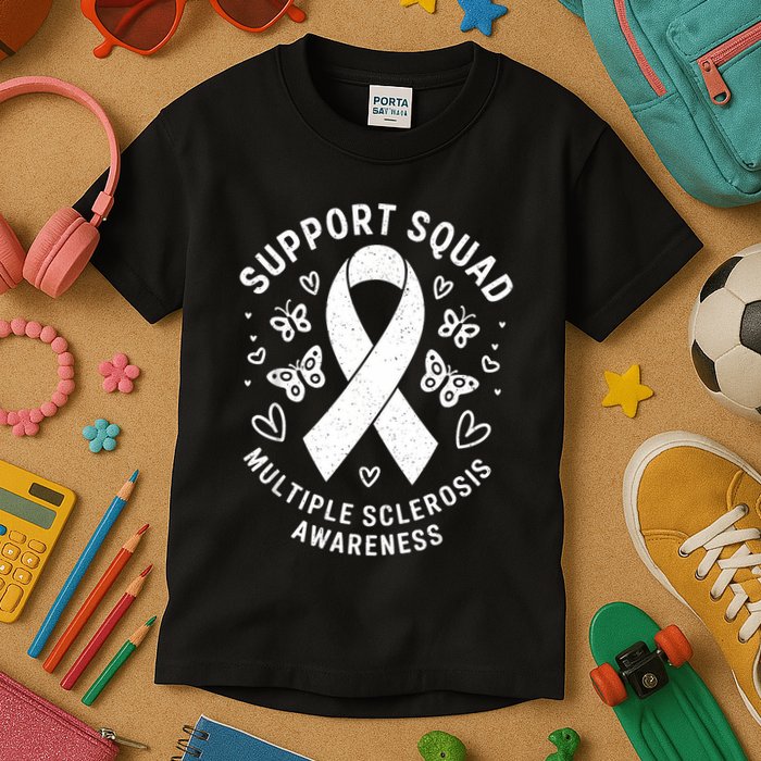 Ms Warrior Ms Support Squad For Multiple Sclerosis Awareness Kids T-Shirt