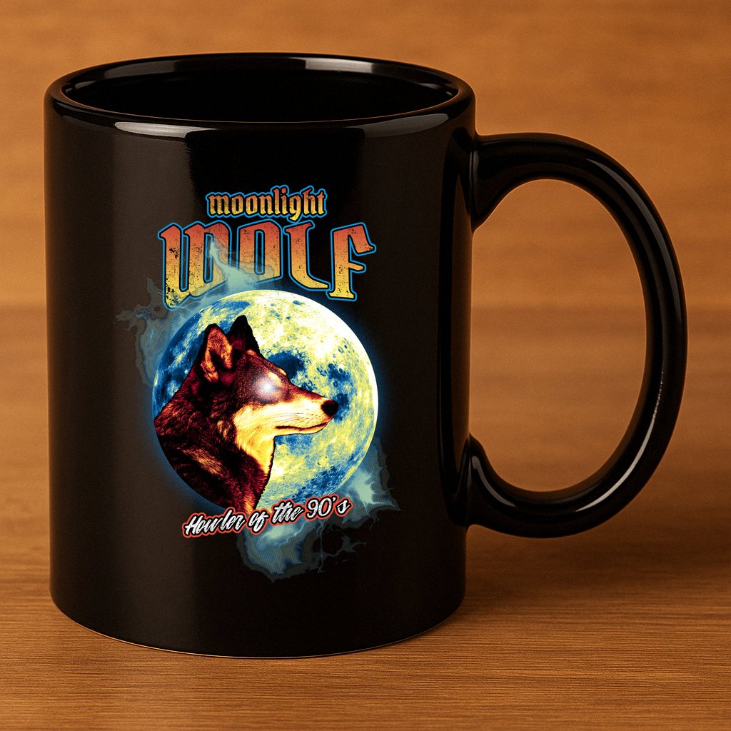 Moonlight Wolf 11oz C Handle Ceramic Mug