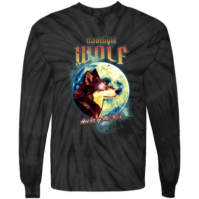Moonlight Wolf Tie-Dye Long Sleeve Shirt