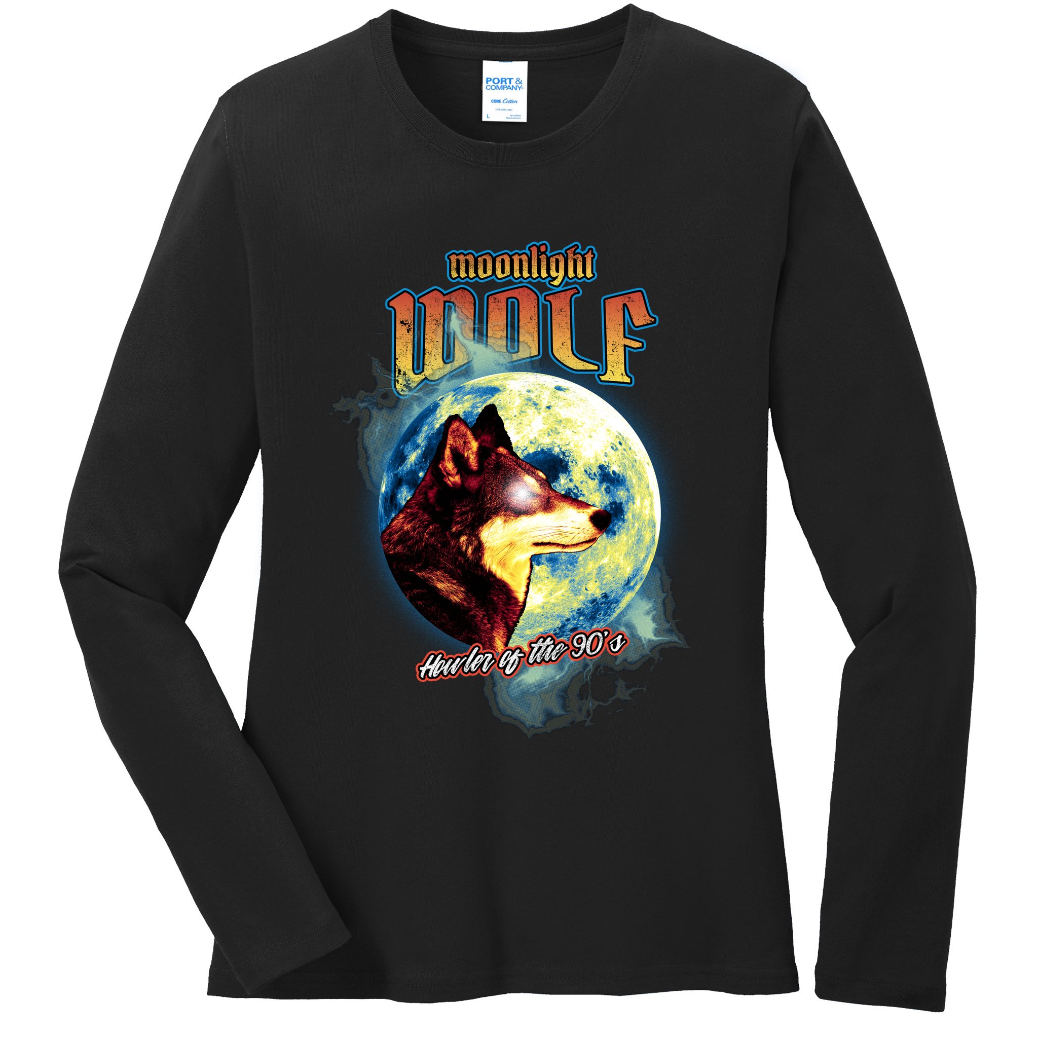 Moonlight Wolf Ladies Long Sleeve Shirt