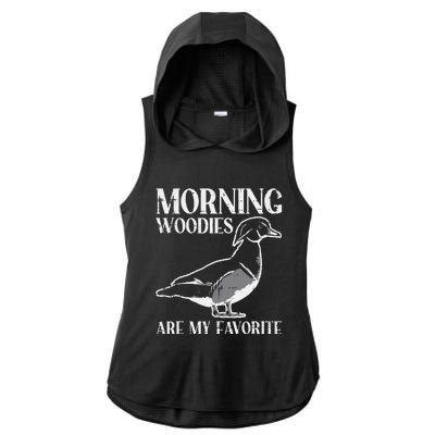 Morning Woody My Favorite Duck Hunting Funny Hunter Ladies PosiCharge Tri-Blend Wicking Draft Hoodie Tank