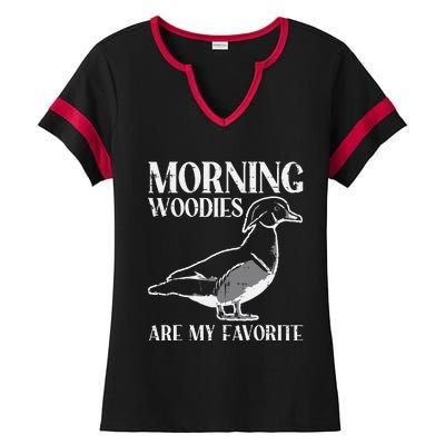 Morning Woody My Favorite Duck Hunting Funny Hunter Ladies Halftime Notch Neck Tee