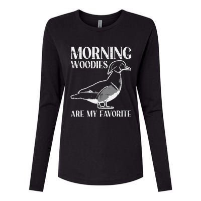 Morning Woody My Favorite Duck Hunting Funny Hunter Womens Cotton Relaxed Long Sleeve T-Shirt