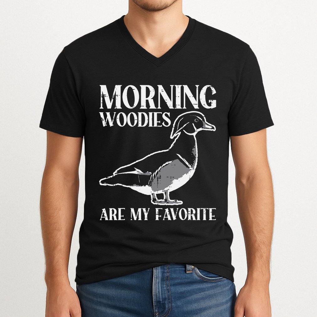 Morning Woody My Favorite Duck Hunting Funny Hunter V-Neck T-Shirt