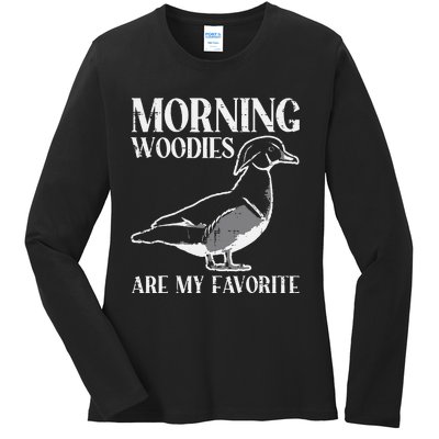 Morning Woody My Favorite Duck Hunting Funny Hunter Ladies Long Sleeve Shirt