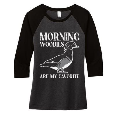 Morning Woody My Favorite Duck Hunting Funny Hunter Women's Tri-Blend 3/4-Sleeve Raglan Shirt