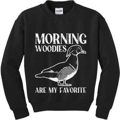 Morning Woody My Favorite Duck Hunting Funny Hunter Kids Sweatshirt