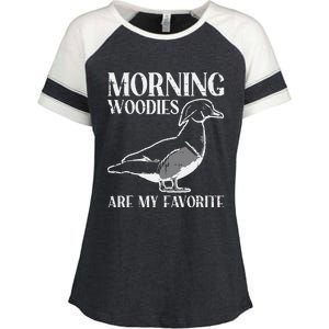 Morning Woody My Favorite Duck Hunting Funny Hunter Enza Ladies Jersey Colorblock Tee