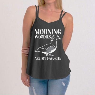 Morning Woody My Favorite Duck Hunting Funny Hunter Gift Women's Strappy Tank