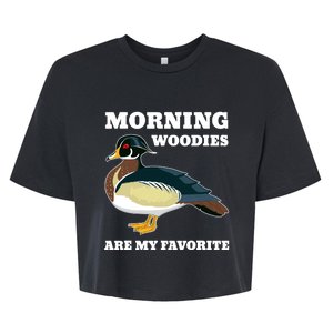 Morning Woody My Favorite Duck Hunting Funny Hunter Bella+Canvas Jersey Crop Tee