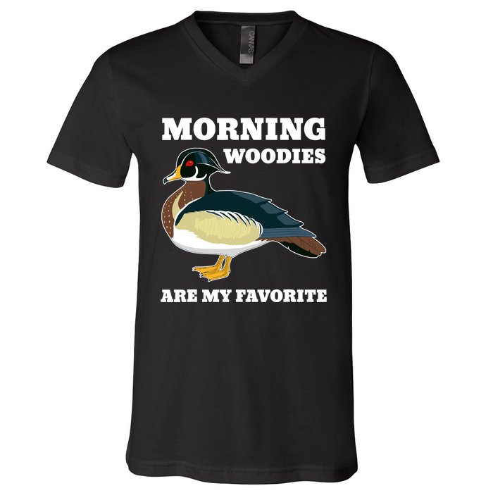 Morning Woody My Favorite Duck Hunting Funny Hunter V-Neck T-Shirt