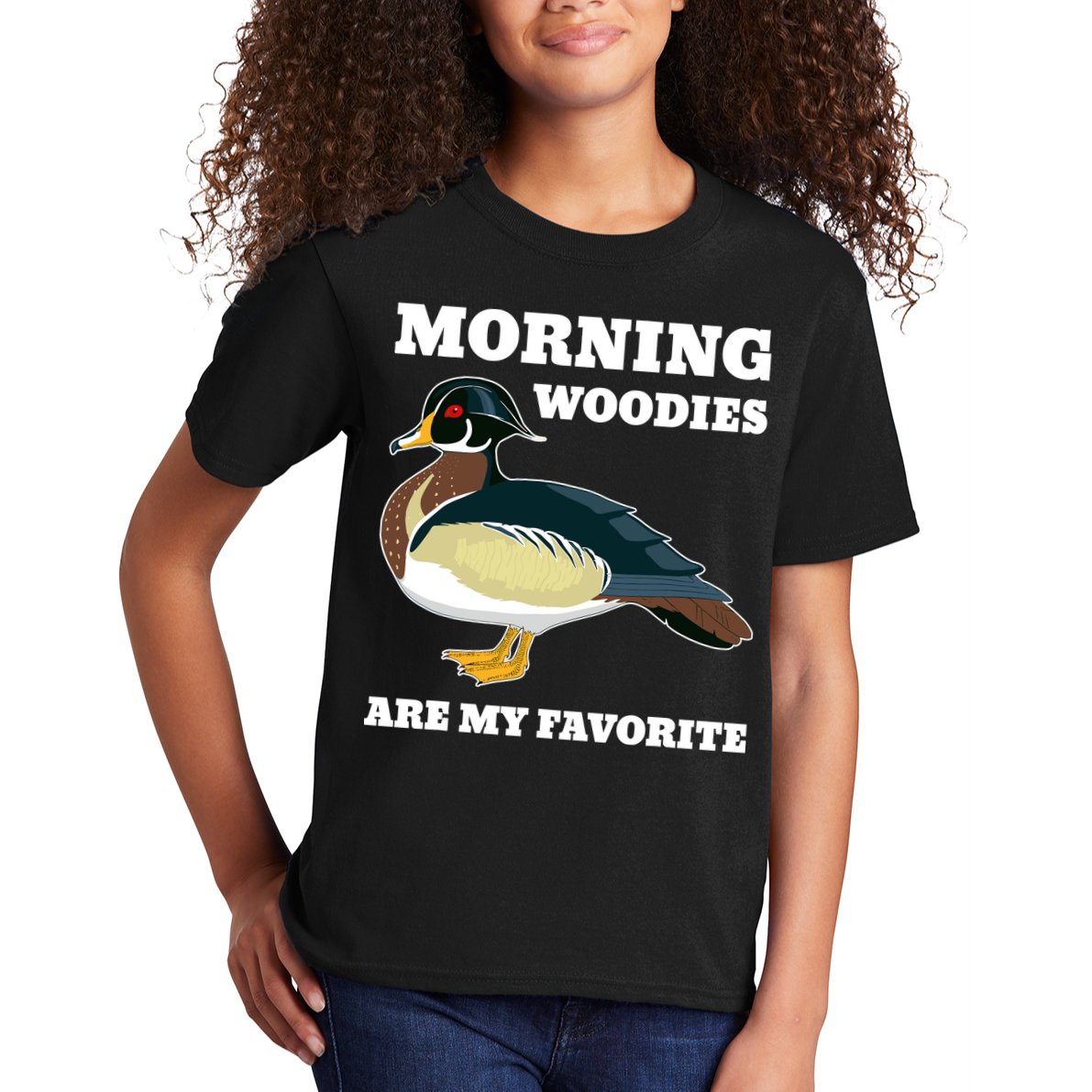 Morning Woody My Favorite Duck Hunting Funny Hunter Kids T-Shirt