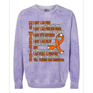 MS Warrior Multiple Sclerosis Awareness Graphic Colorblast Crewneck Sweatshirt