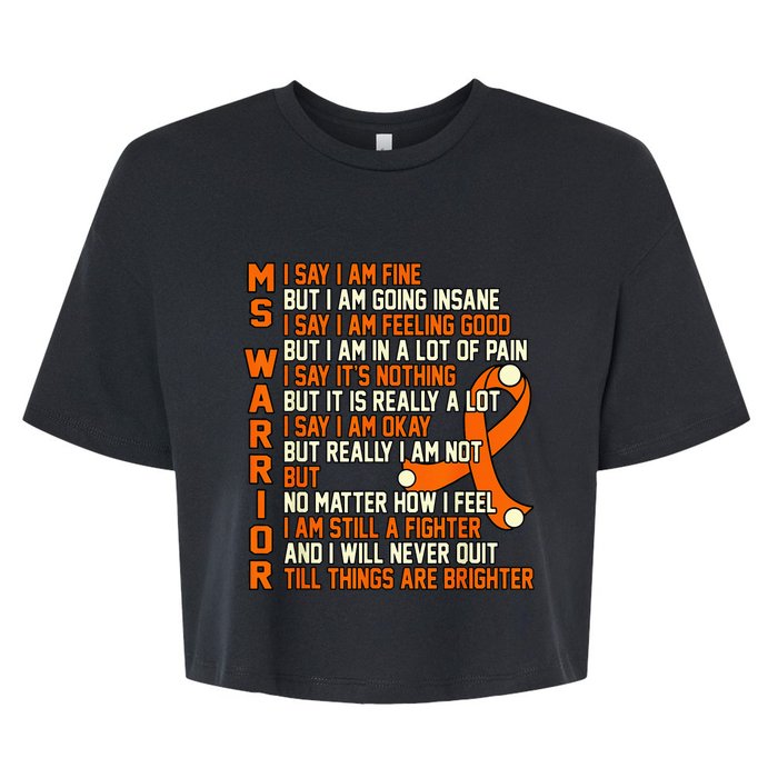 MS Warrior Multiple Sclerosis Awareness Graphic Bella+Canvas Jersey Crop Tee