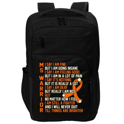 MS Warrior Multiple Sclerosis Awareness Graphic Impact Tech Backpack