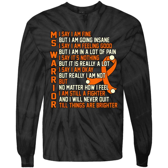 MS Warrior Multiple Sclerosis Awareness Graphic Tie-Dye Long Sleeve Shirt