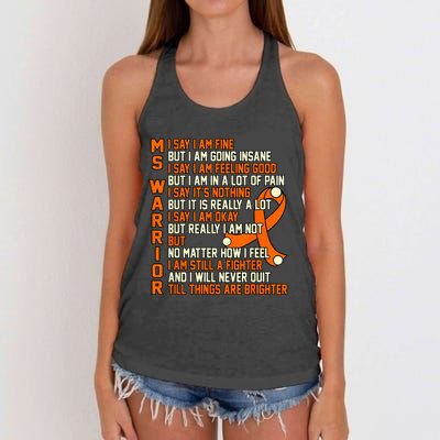 MS Warrior Multiple Sclerosis Awareness Graphic Women's Knotted Racerback Tank