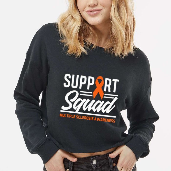 Ms Warrior Ms Support Squad Multiple Sclerosis Awareness Cropped Pullover Crew