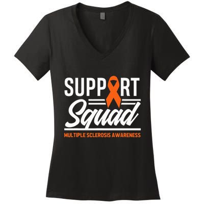 Ms Warrior Ms Support Squad Multiple Sclerosis Awareness Women's V-Neck T-Shirt
