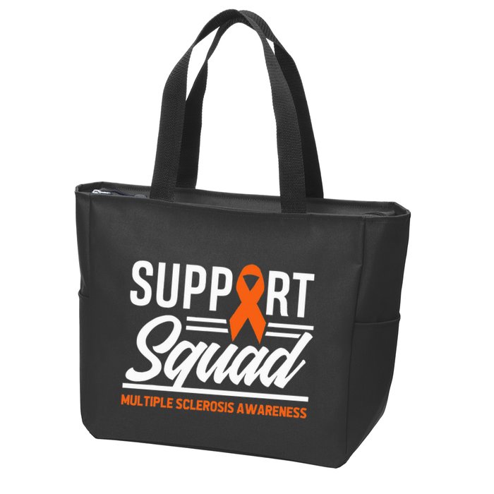 Ms Warrior Ms Support Squad Multiple Sclerosis Awareness Zip Tote Bag