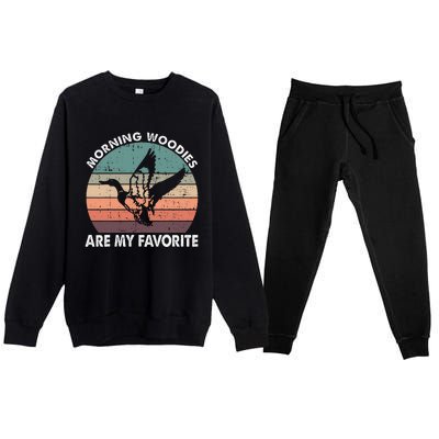 Morning Woody My Favorite Duck Hunting Funny Hunter Premium Crewneck Sweatsuit Set