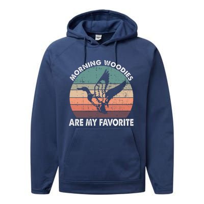 Morning Woody My Favorite Duck Hunting Funny Hunter Performance Fleece Hoodie