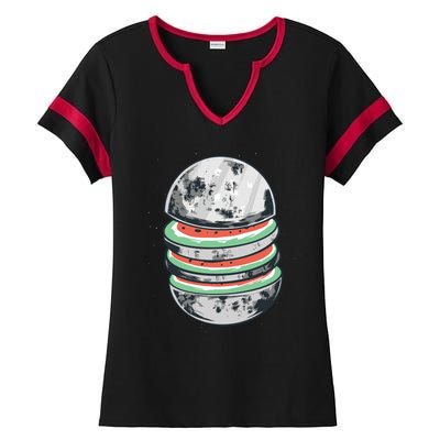 Moon Watermelon Ladies Halftime Notch Neck Tee