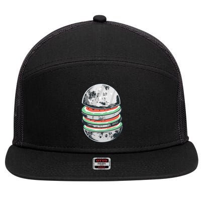 Moon Watermelon 7 Panel Mesh Trucker Snapback Hat