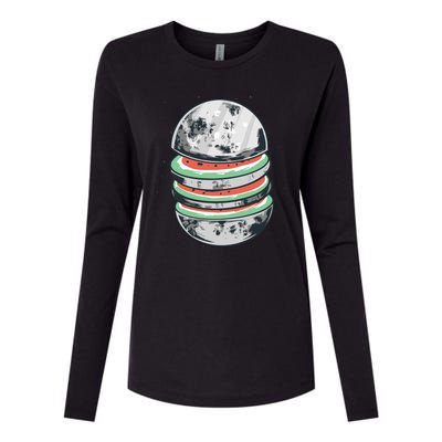 Moon Watermelon Womens Cotton Relaxed Long Sleeve T-Shirt