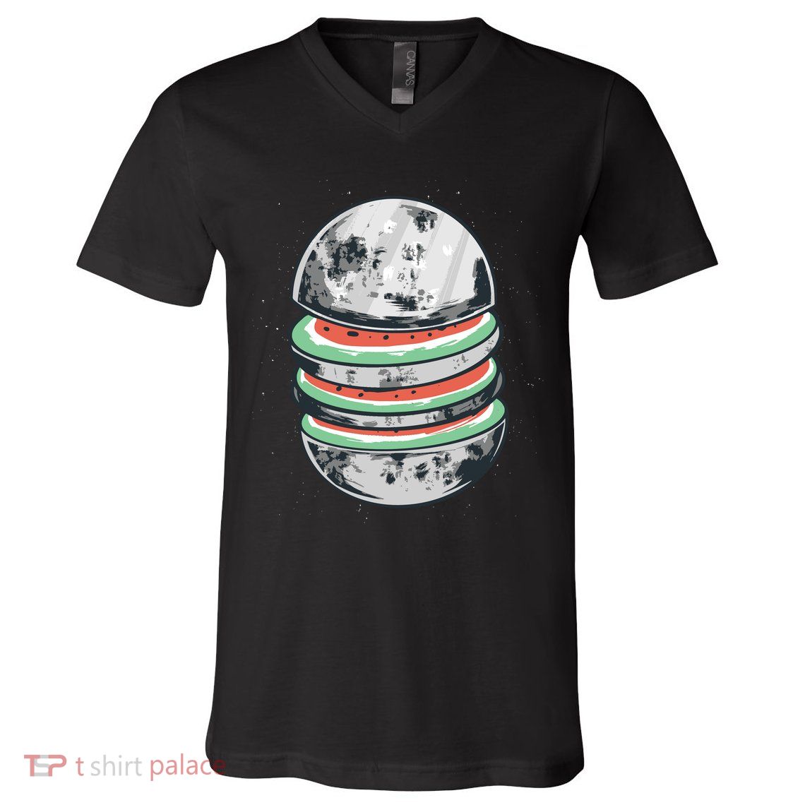 Moon Watermelon V-Neck T-Shirt