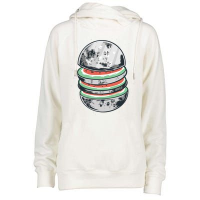 Moon Watermelon Womens Funnel Neck Pullover Hood