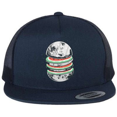 Moon Watermelon Flat Bill Trucker Hat