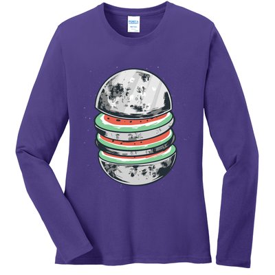 Moon Watermelon Ladies Long Sleeve Shirt