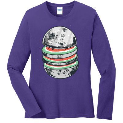 Moon Watermelon Ladies Long Sleeve Shirt