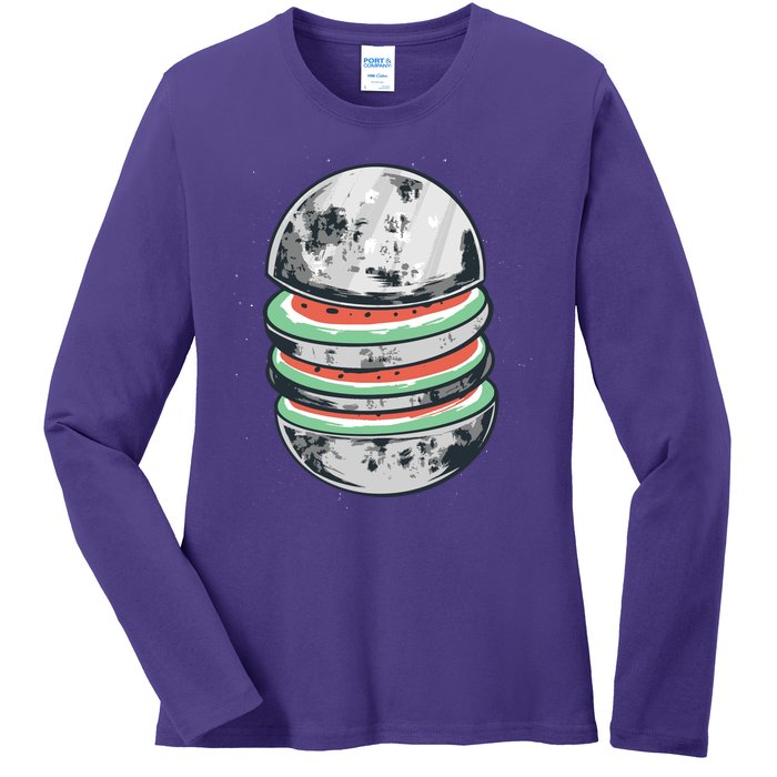 Moon Watermelon Ladies Long Sleeve Shirt