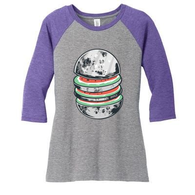 Moon Watermelon Women's Tri-Blend 3/4-Sleeve Raglan Shirt