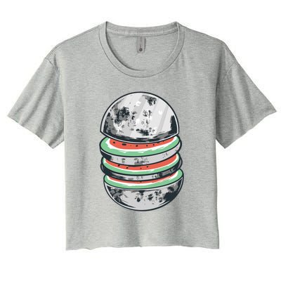 Moon Watermelon Women's Crop Top Tee