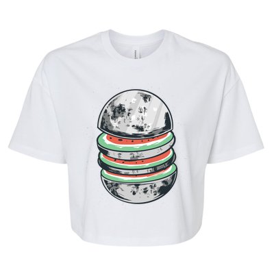 Moon Watermelon Bella+Canvas Jersey Crop Tee