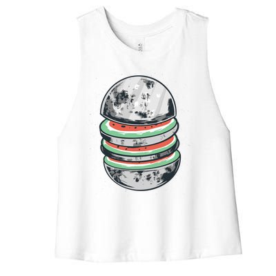 Moon Watermelon Women's Racerback Cropped Tank