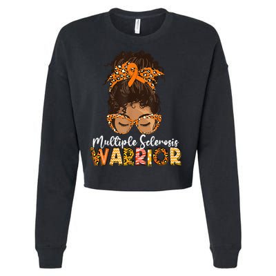 MS Warrior Messy Bun - Multiple Sclerosis Awareness Cropped Pullover Crew