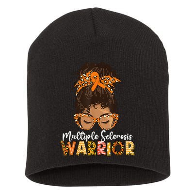 MS Warrior Messy Bun - Multiple Sclerosis Awareness Short Acrylic Beanie