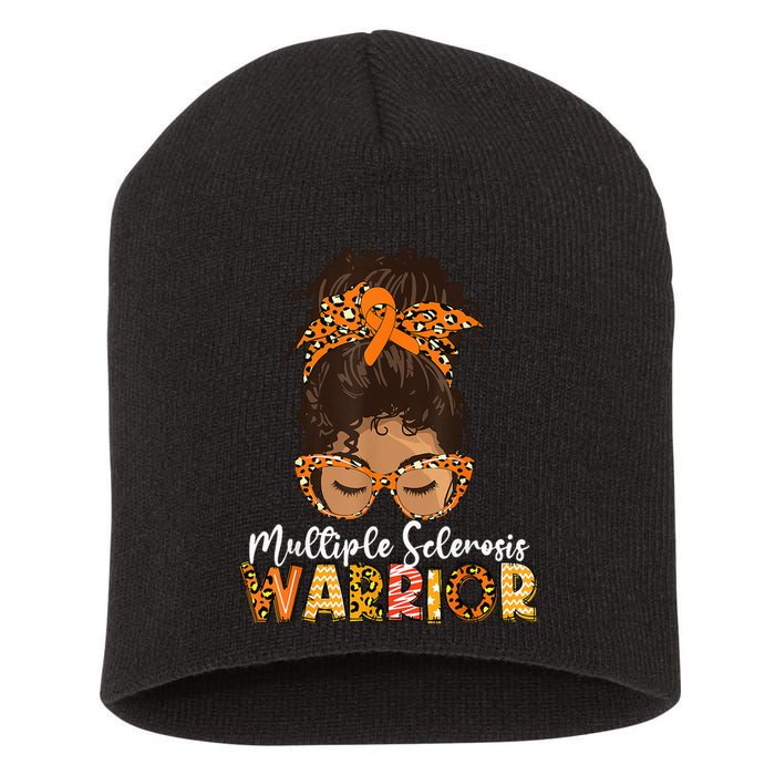 MS Warrior Messy Bun - Multiple Sclerosis Awareness Short Acrylic Beanie