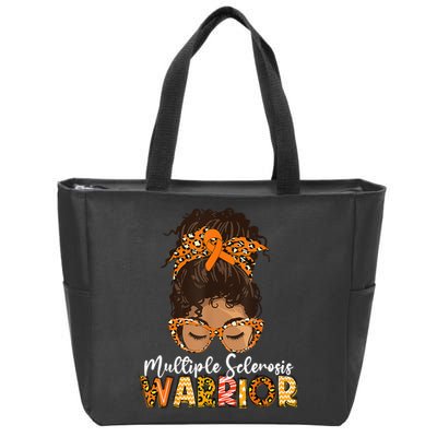 MS Warrior Messy Bun - Multiple Sclerosis Awareness Zip Tote Bag