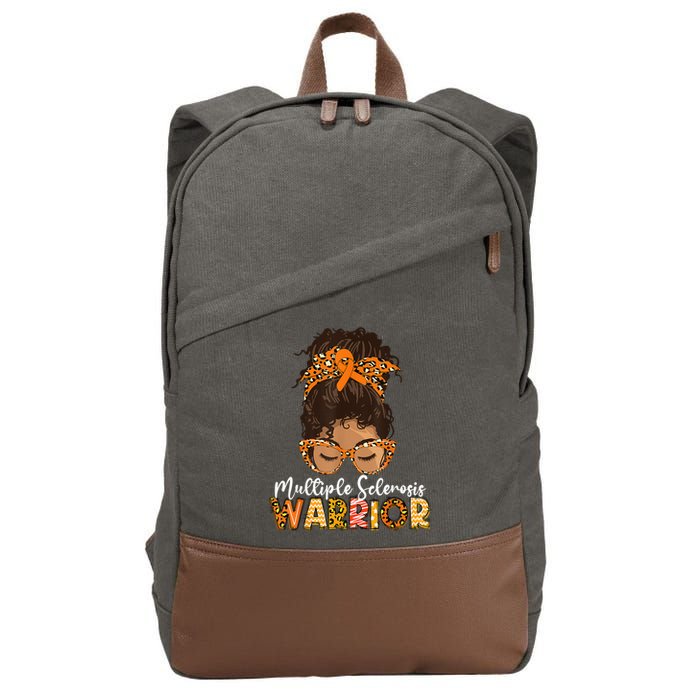 MS Warrior Messy Bun - Multiple Sclerosis Awareness Cotton Canvas Backpack