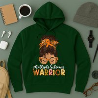 MS Warrior Messy Bun - Multiple Sclerosis Awareness Hoodie