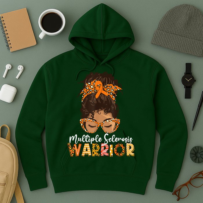 MS Warrior Messy Bun - Multiple Sclerosis Awareness Hoodie