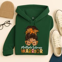 MS Warrior Messy Bun - Multiple Sclerosis Awareness Hoodie