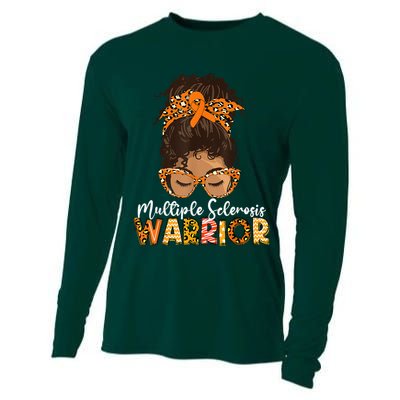 MS Warrior Messy Bun - Multiple Sclerosis Awareness Cooling Performance Long Sleeve Crew