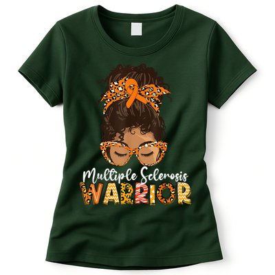 MS Warrior Messy Bun - Multiple Sclerosis Awareness Womens T-Shirt